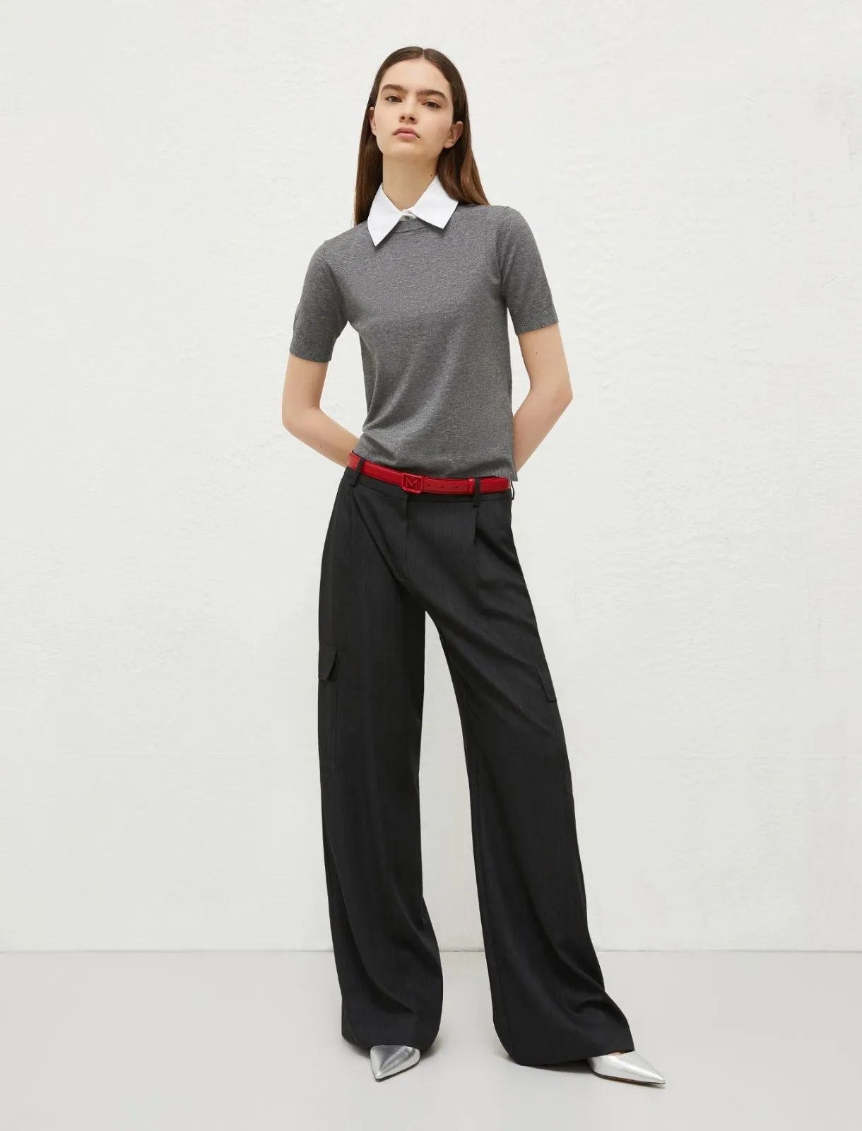Marella Baba Sweater Top in Melange Grey