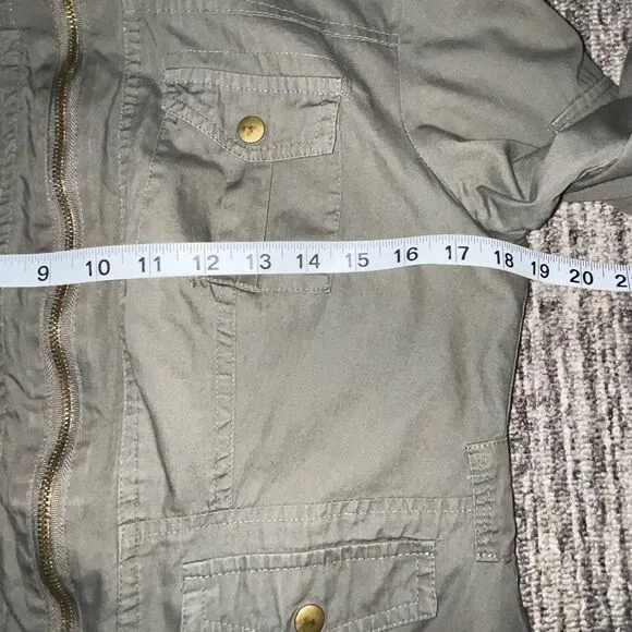 Mark Womens Size Medium Full Zip Front Cargo Utility Jacket Olive Green …