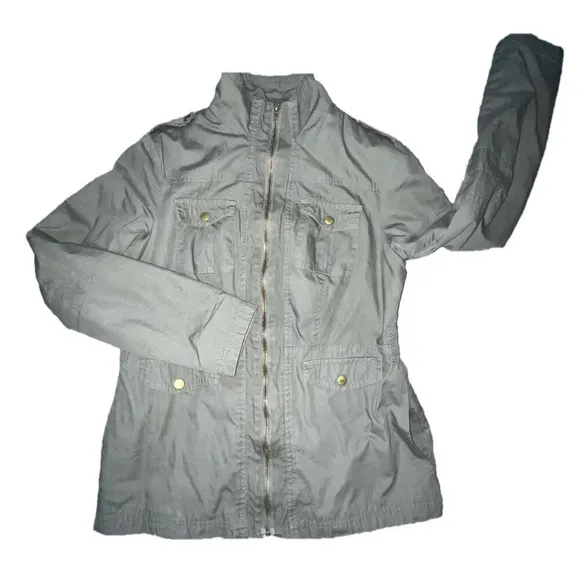 Mark Womens Size Medium Full Zip Front Cargo Utility Jacket Olive Green …