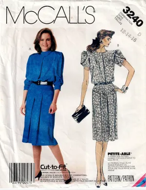 McCall's 3240 Womens Tulip Sleeved Dress 1980s Vintage Sewing Pattern Size 12 - 16