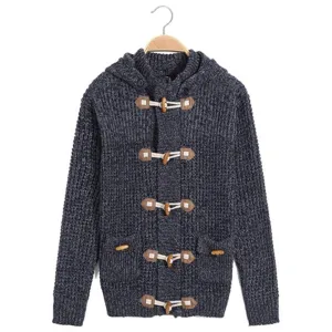 Men's Thick Hooded Button Up Cardigan