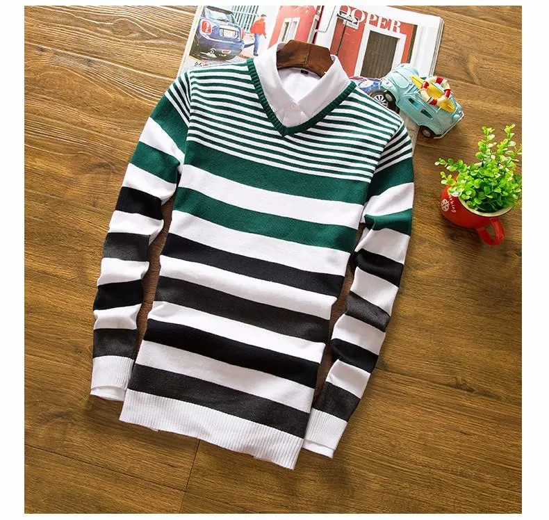 Men's V-Neck Long Sleeved Sweater