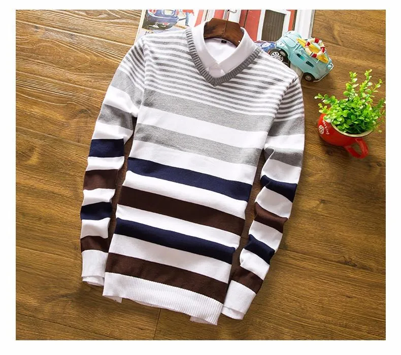 Men's V-Neck Long Sleeved Sweater