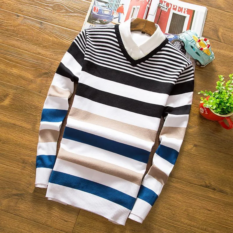 Men's V-Neck Long Sleeved Sweater