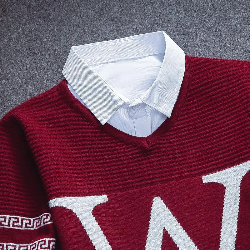 Men's W Print Pullover Sweater