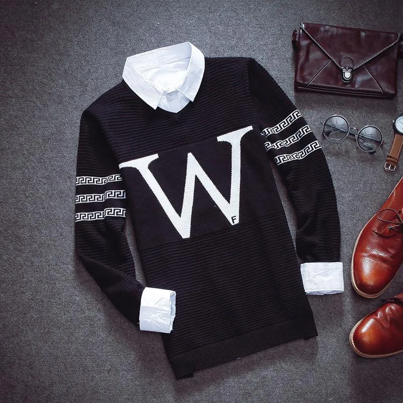 Men's W Print Pullover Sweater