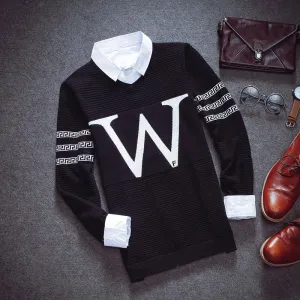 Men's W Print Pullover Sweater
