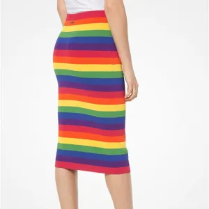 Michael Kors Rainbow Stretch-Viscose Pencil Skirt
