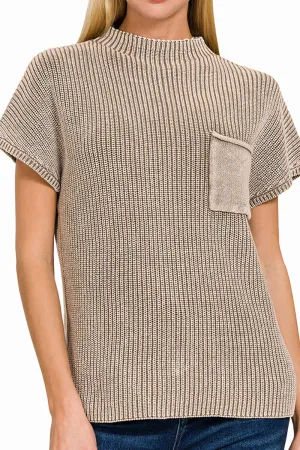 Milano Mocha Washed Mock Neck Sweater