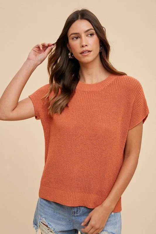 Mindy Short Sleeve Sweater - Terracotta