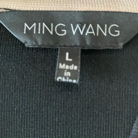 Ming Wang Open Front Sweater Knit Lightweight Black Pink Retro Size Large
