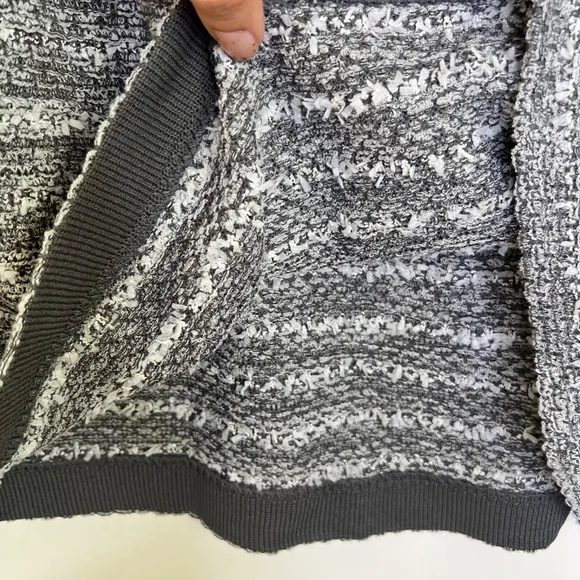 Ming Wang Skirt XL Gray White Tweed Boucle Pencil Straight Knee Stretch Knit