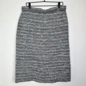 Ming Wang Skirt XL Gray White Tweed Boucle Pencil Straight Knee Stretch Knit