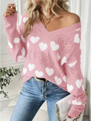 MIS124 - VNECK HEART SWEATER -