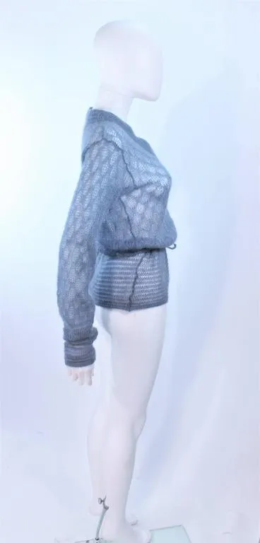 MISSONI Sky Blue Wool Knit V-Neck Sweater Size 8