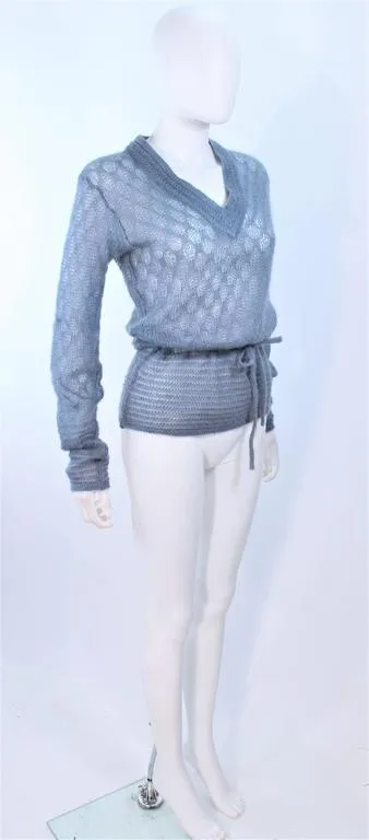 MISSONI Sky Blue Wool Knit V-Neck Sweater Size 8