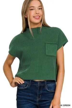 Mock Neck Short Sleeve Sweater