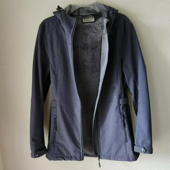 Mountain Warehouse women grey jacket Sz M Soft Shell Outdoors Gorpcore Fur Lined