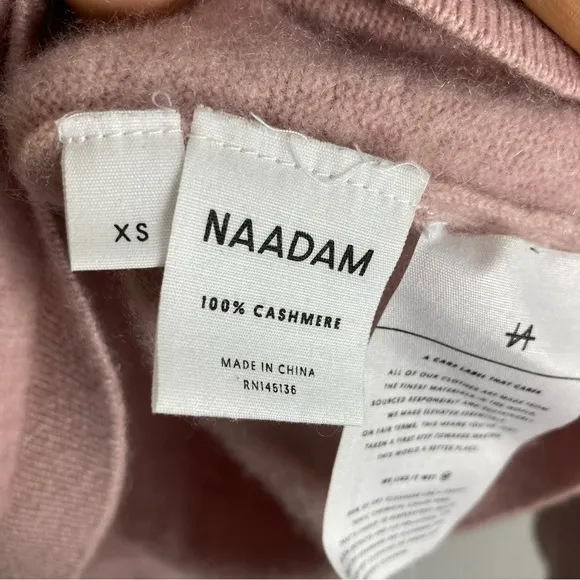 Naadam Pink Cashmere V Neck Sweater XS