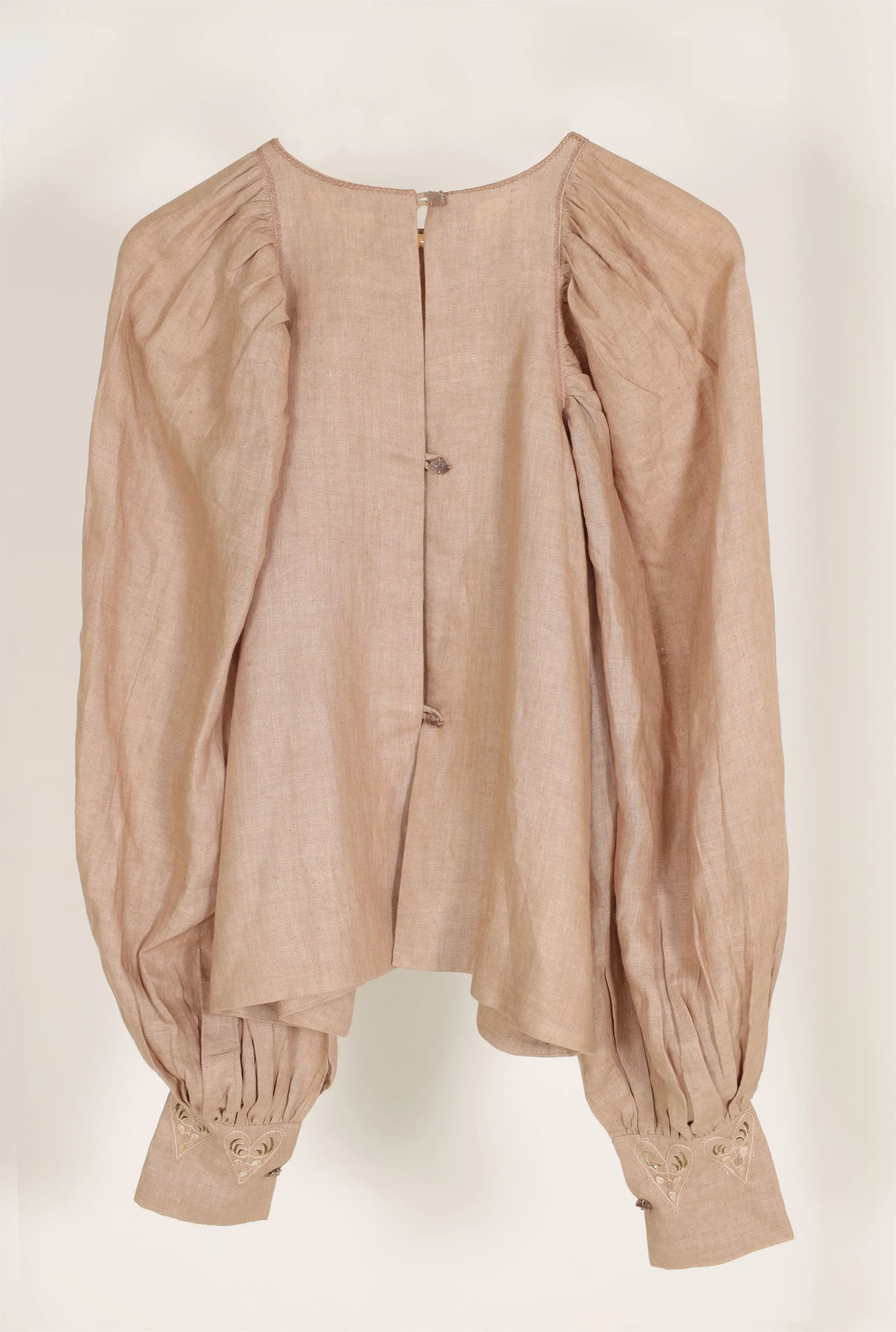 New Season Summer to Fall 2024-Top Flouncy Linen Beige-BG/L/052-Suzanne-Fashion Edit Hemji