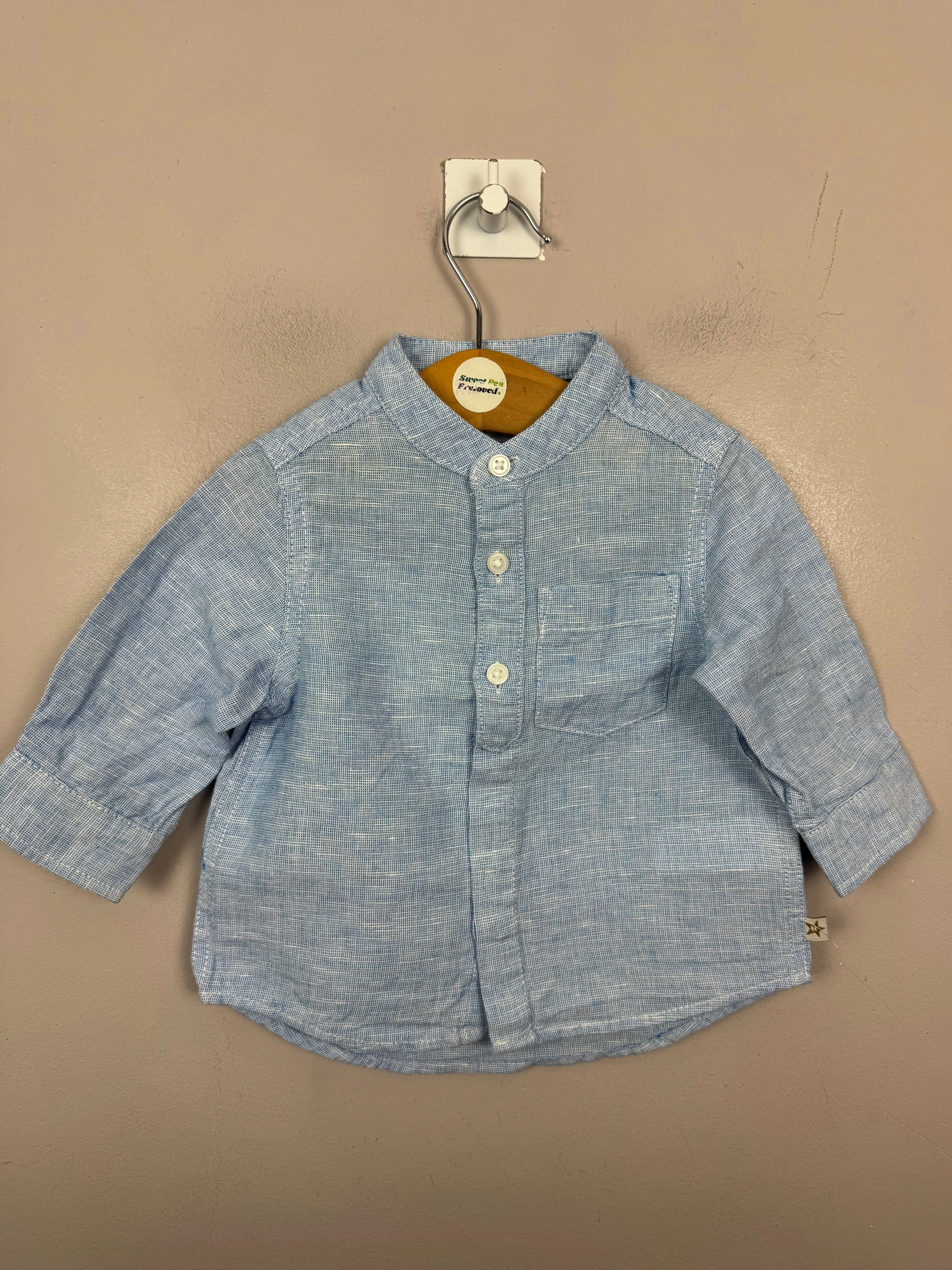 Next Light Blue Linen Shirt 3-6m