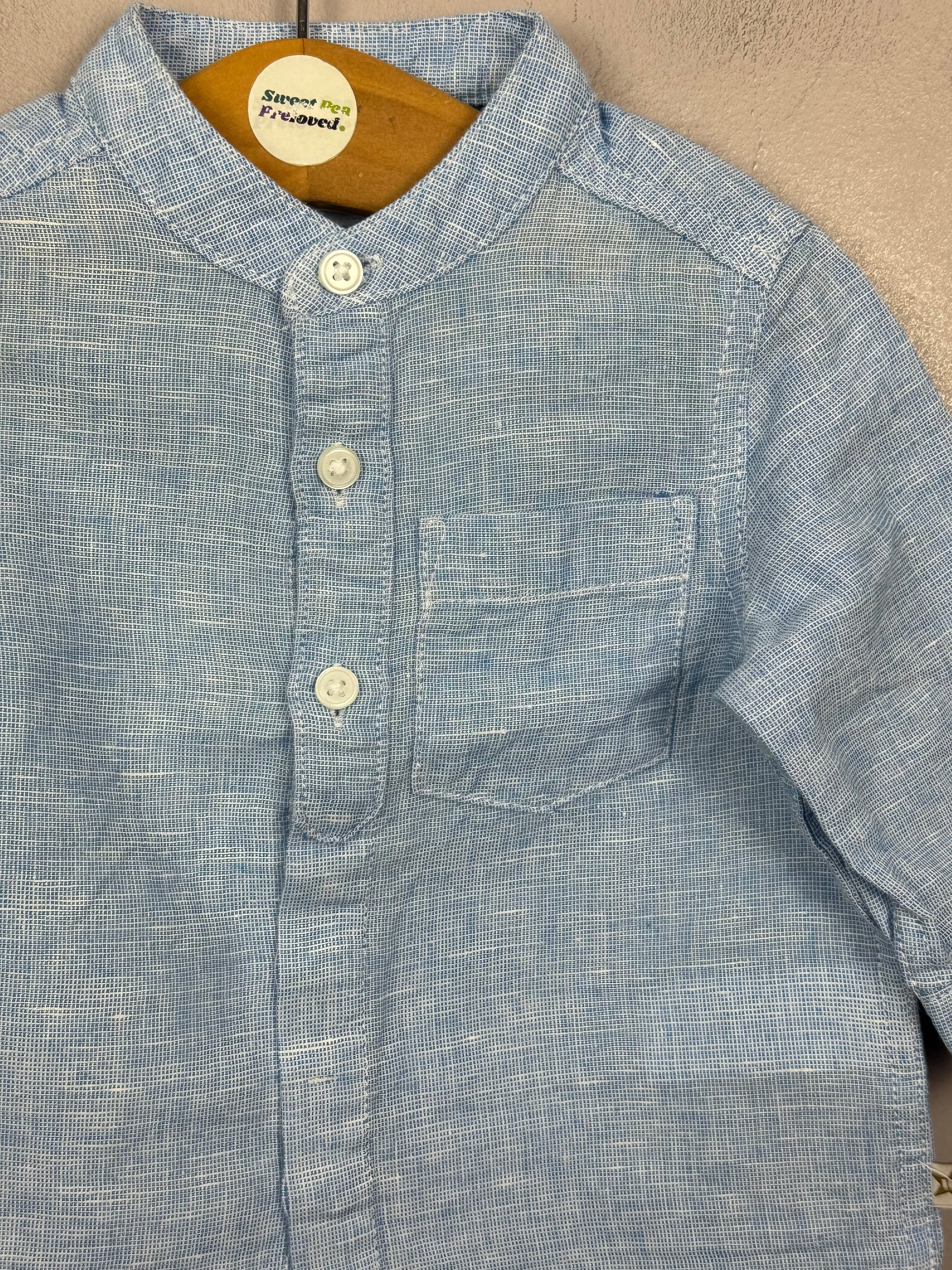 Next Light Blue Linen Shirt 3-6m