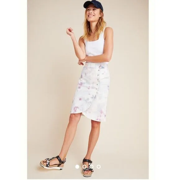 NWT By Anthropologie Kimmie Tie-Dye Tulip Midi Skirt Size 0