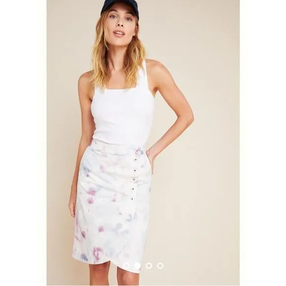NWT By Anthropologie Kimmie Tie-Dye Tulip Midi Skirt Size 0