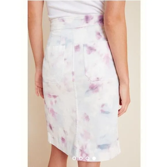 NWT By Anthropologie Kimmie Tie-Dye Tulip Midi Skirt Size 0