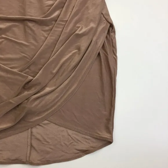 NWT L'AGENCE Pull On Shiny Caramel Brown Tulip Hem Ruching Pencil Skirt