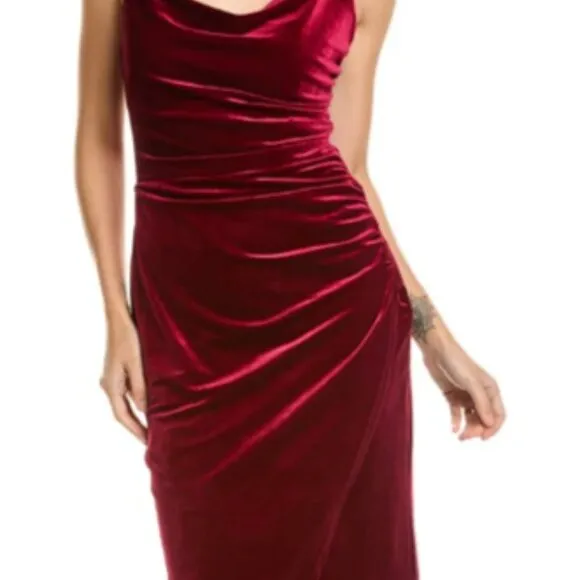 NWT Laundry by Shelli Segal velvet cowl neck midi Dress