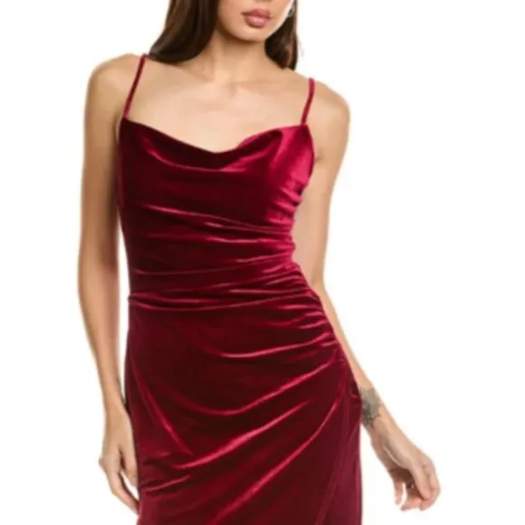 NWT Laundry by Shelli Segal velvet cowl neck midi Dress