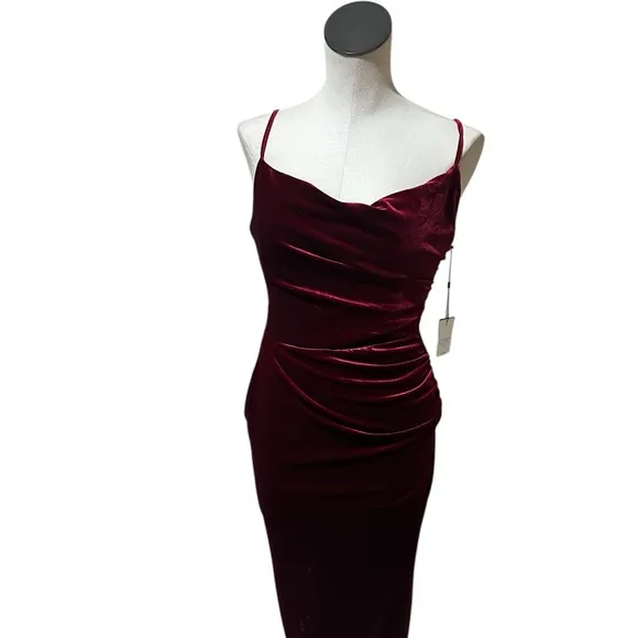 NWT Laundry by Shelli Segal velvet cowl neck midi Dress