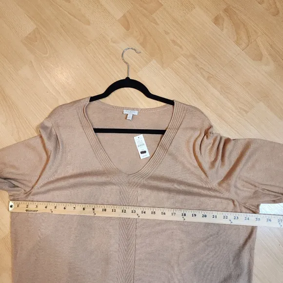 NWT Talbots Tan V-Neck Sweater Cotton Women's Size 2X