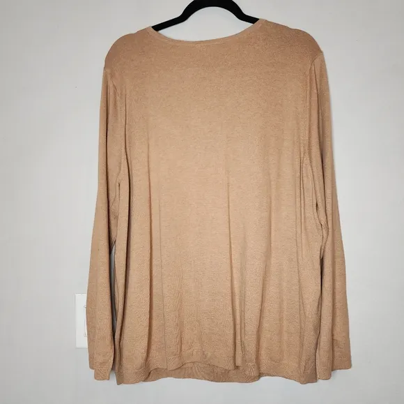 NWT Talbots Tan V-Neck Sweater Cotton Women's Size 2X