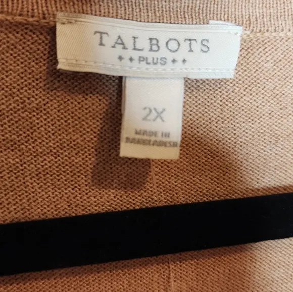 NWT Talbots Tan V-Neck Sweater Cotton Women's Size 2X