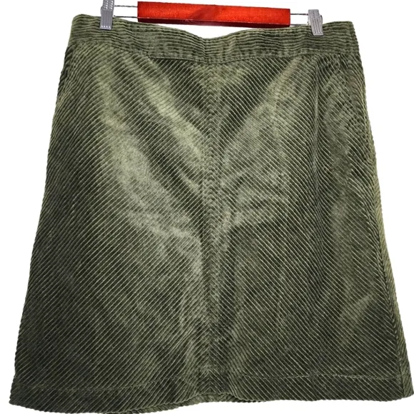 NWT Talbots Women's Olive Green Cotton Corduroy Work Short Preppy Skirt Size 12