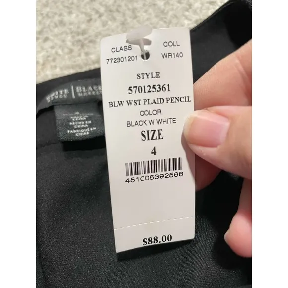 NWT White House Black Market WHBM Womens 4 Plaid Straight Pencil Skirt MSRP $88