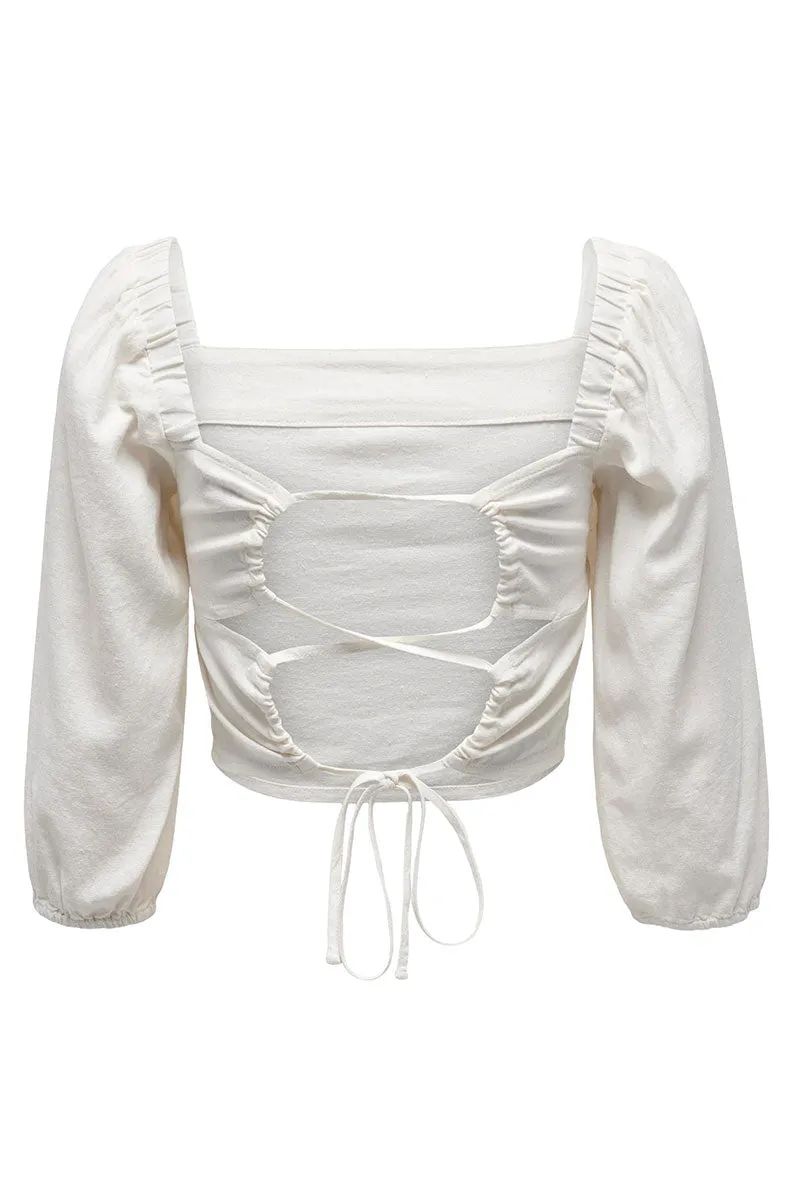 ONLY CARO 3/4 BALLOON LINEN TOP