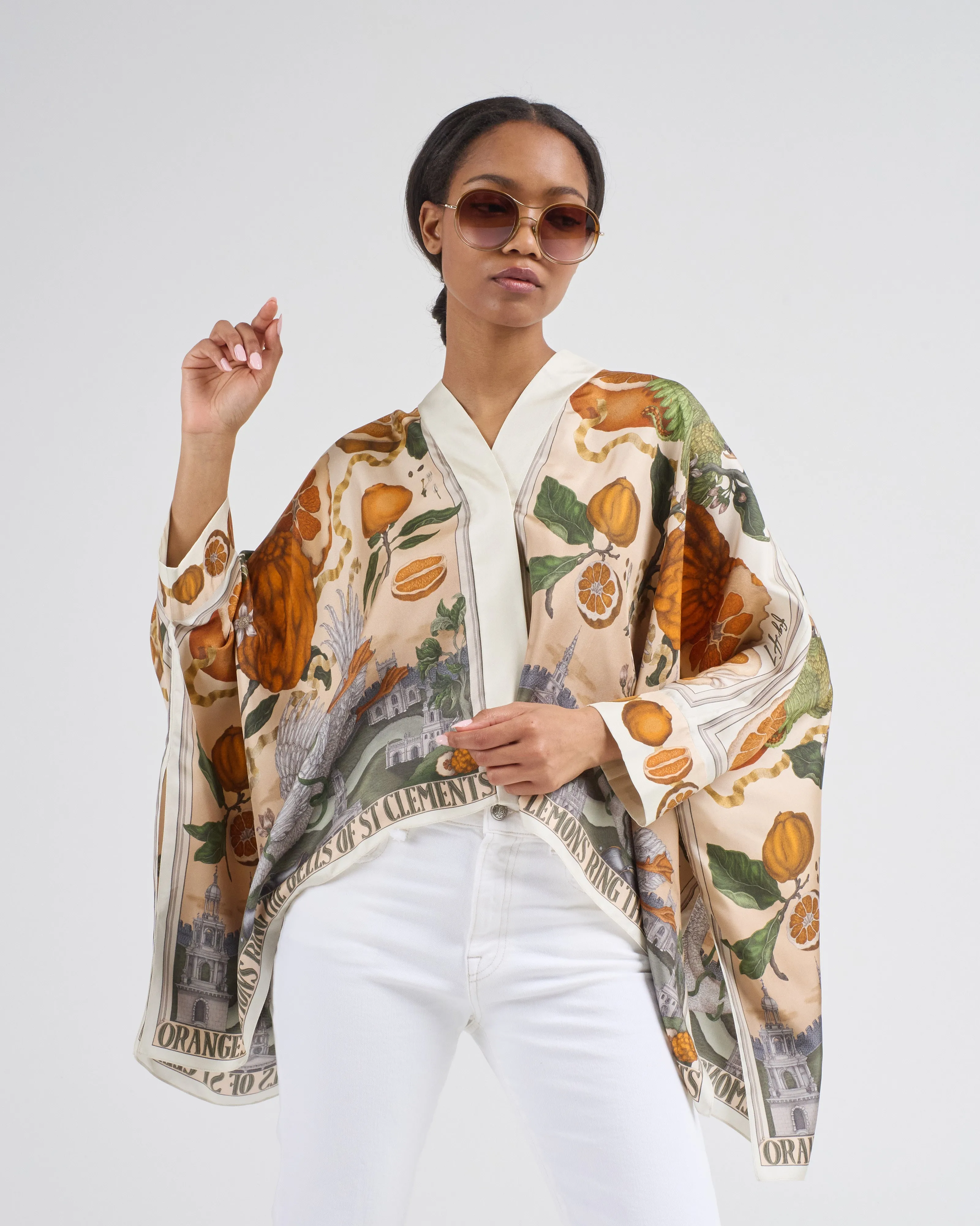 oranges and lemons silk scarf blouse