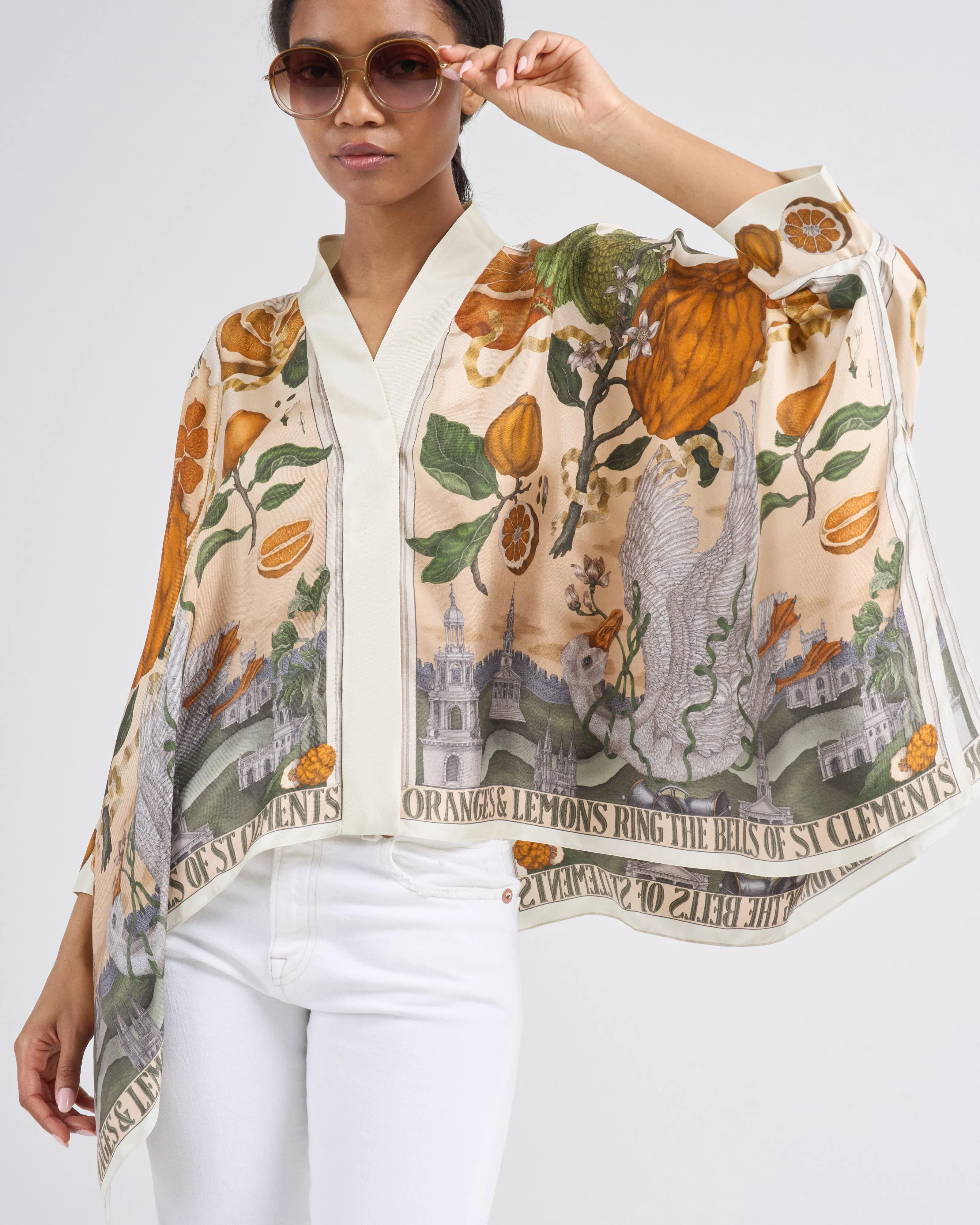 oranges and lemons silk scarf blouse