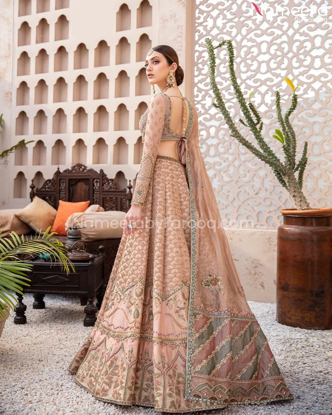 Pakistani Raw Silk Bridal Lehenga with Net Choli #BS204