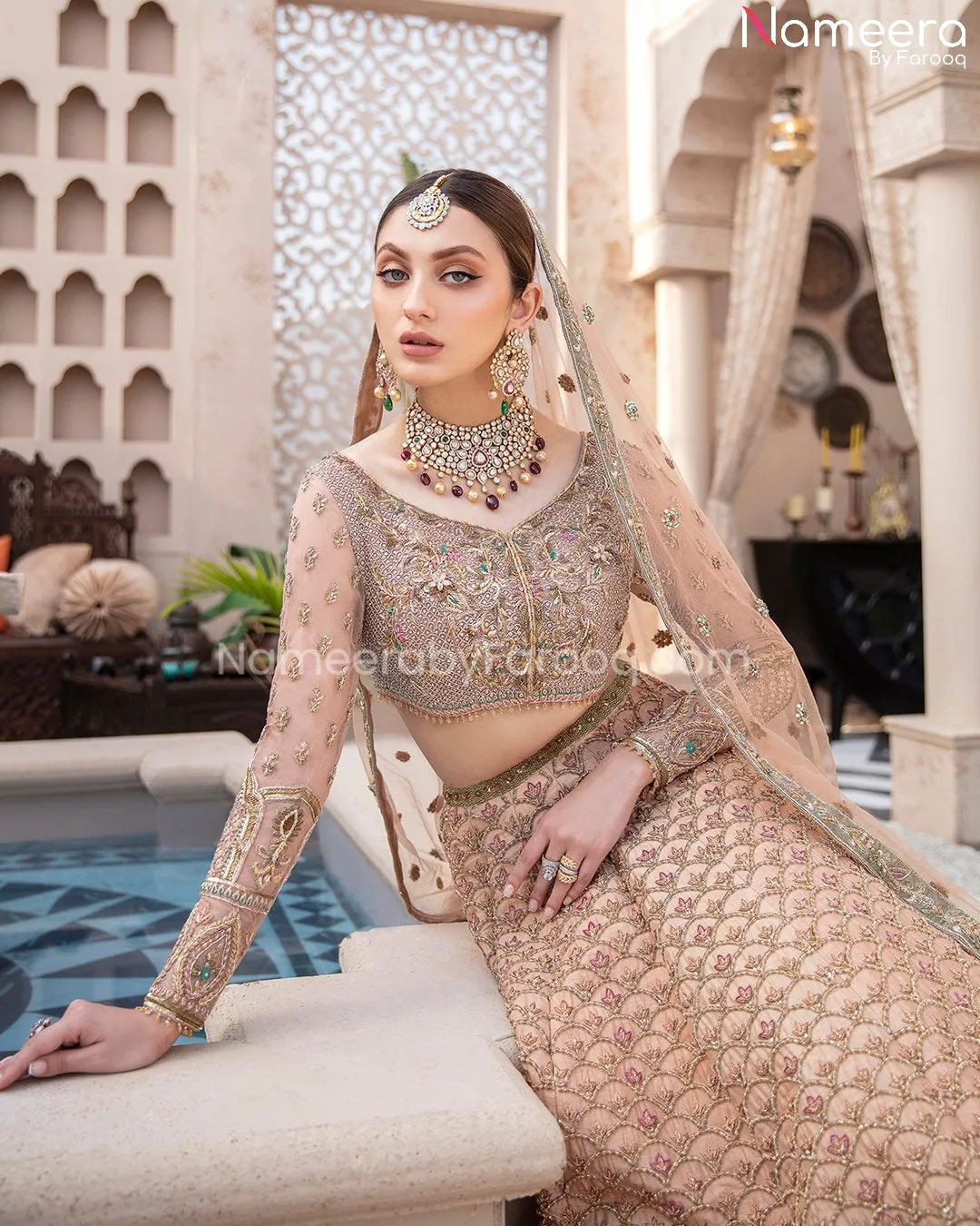 Pakistani Raw Silk Bridal Lehenga with Net Choli #BS204