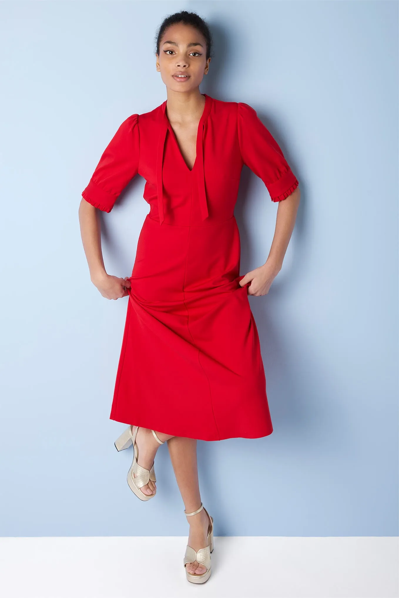 Paulina Ponte Dress - Cherry - Regular Length