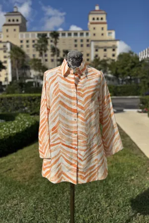 Peach Zebra Linen Blouse