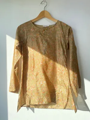Phelgye Silk Block Print Top