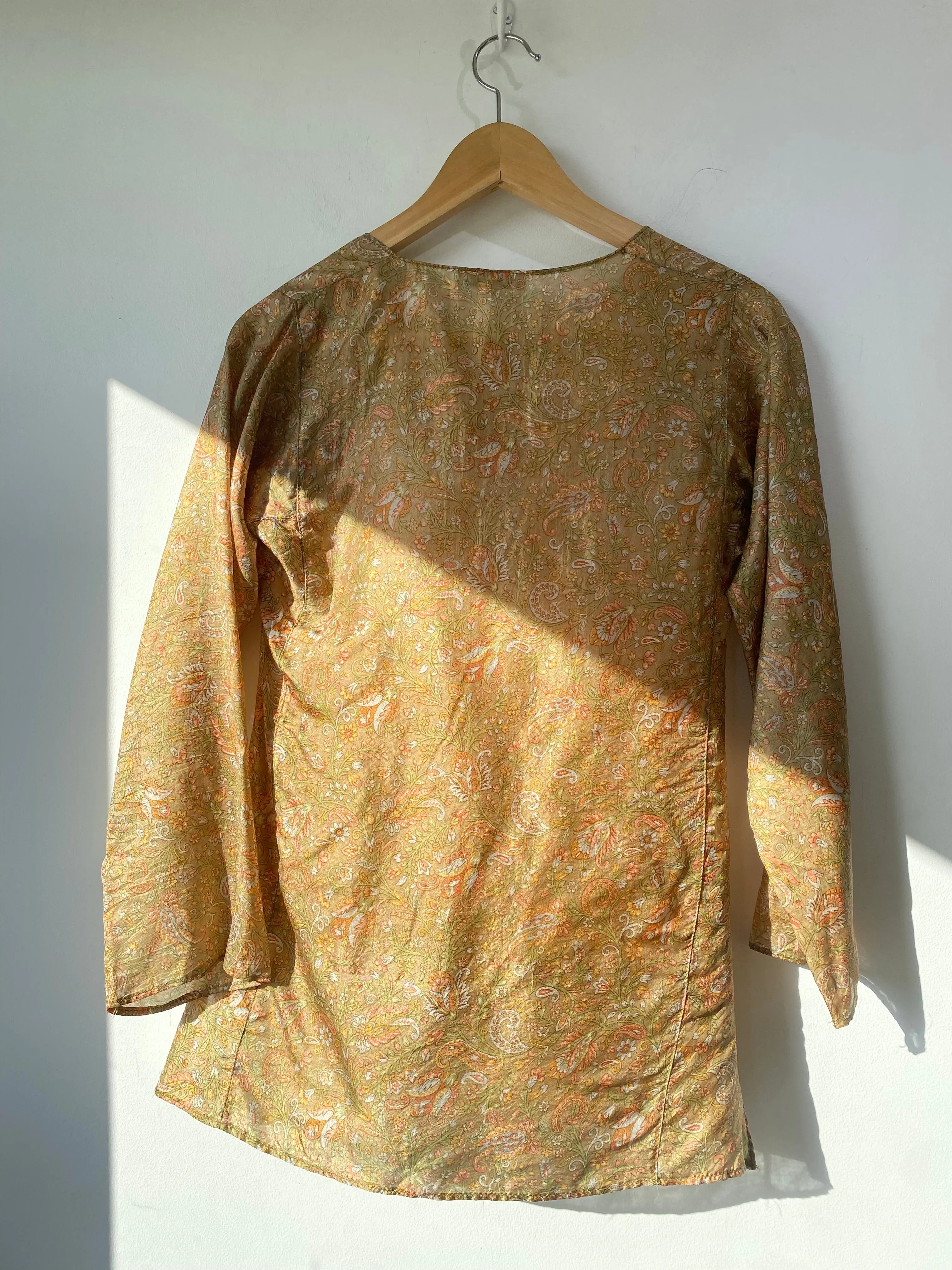 Phelgye Silk Block Print Top