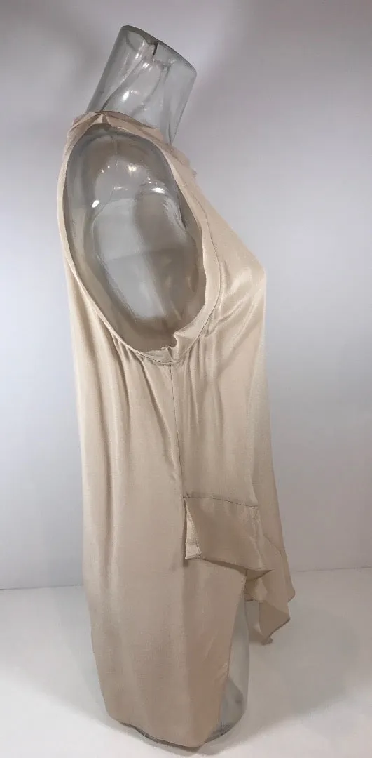 PHILLIP LIM 3.1 Nude Sleeveless Silk Asymmetrical Hem Top Size 2