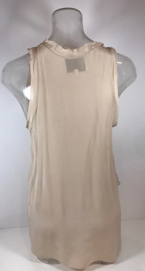 PHILLIP LIM 3.1 Nude Sleeveless Silk Asymmetrical Hem Top Size 2