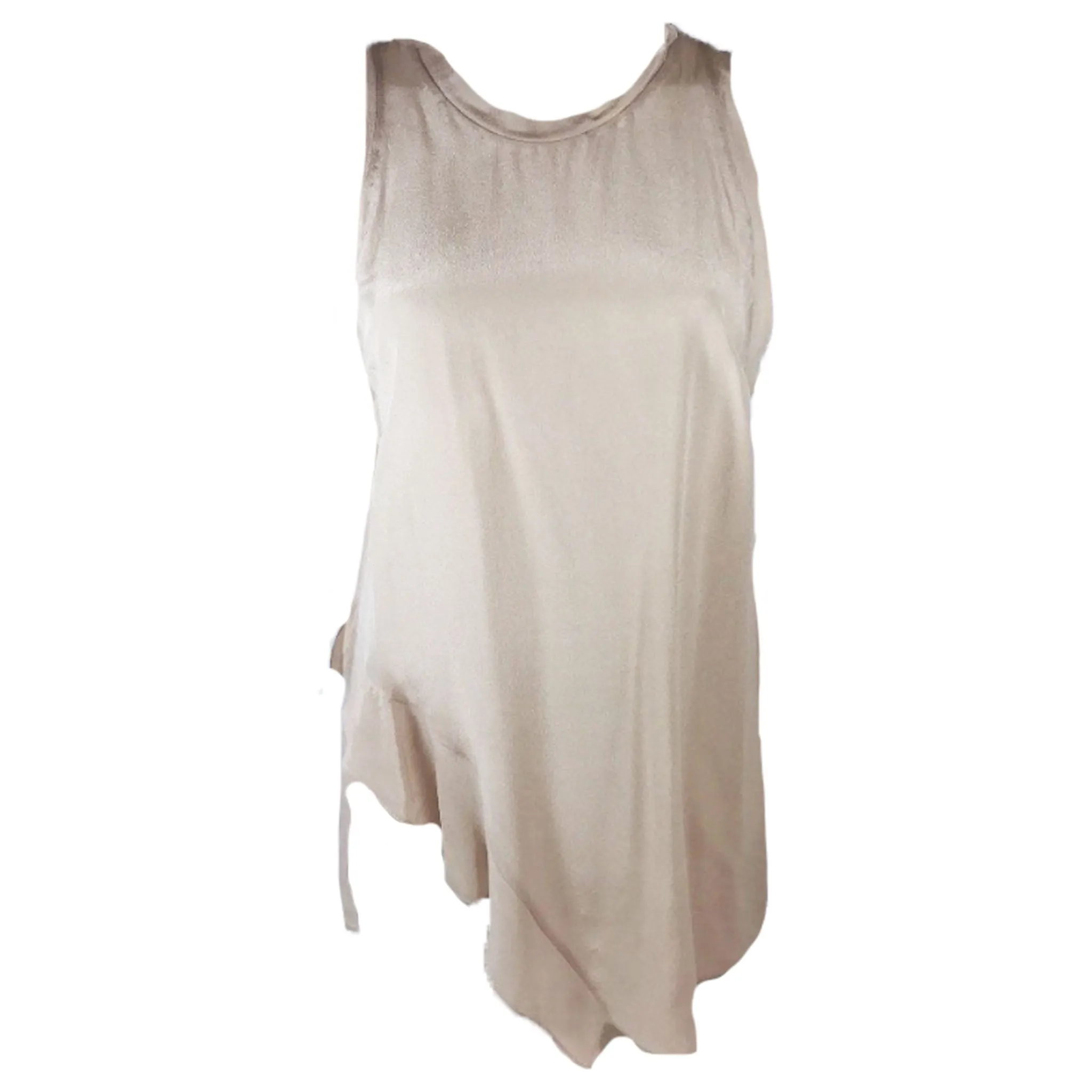 PHILLIP LIM 3.1 Nude Sleeveless Silk Asymmetrical Hem Top Size 2